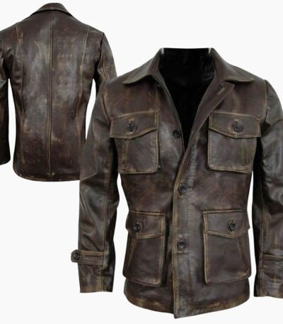 Men Stylish Cafe Racer Biker Distressed Brown Leather Jacket