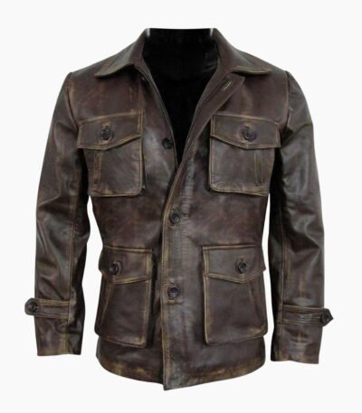 Men Stylish Cafe Racer Biker Distressed Brown Leather Jacket
