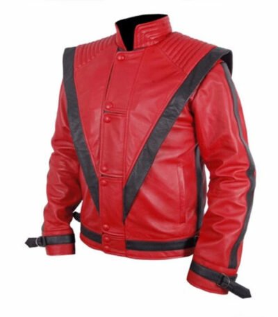Men Stylish Red Leather Jacket