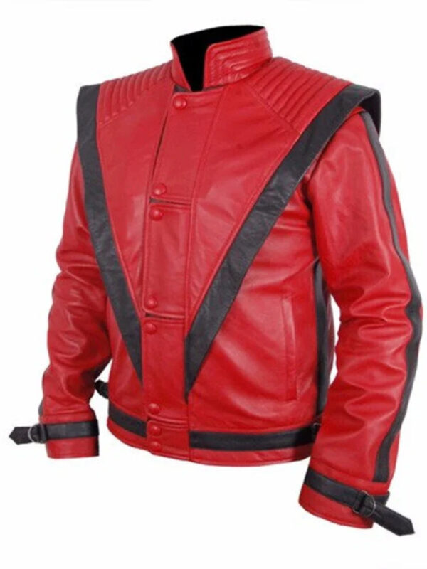 Men Stylish Red Leather Jacket