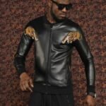 Men Tiger Bomber Leather Jacket