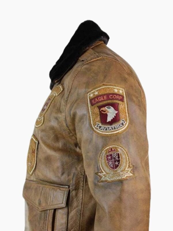 Mens Aviator Tan Bomber Leather Jacket