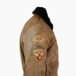 Mens Aviator Tan Bomber Leather Jacket