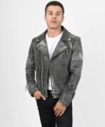 Men's Biker Crackle Stylish Leather Jacket