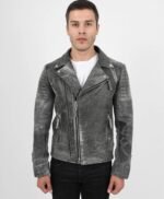 Men's Biker Crackle Stylish Leather Jacket