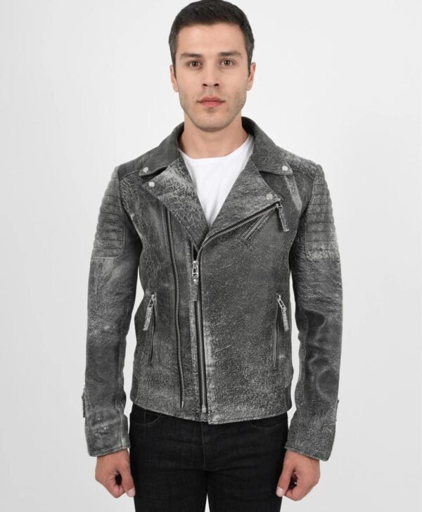 Men's Biker Crackle Stylish Leather Jacket