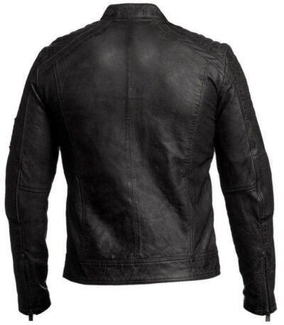 Mens Biker Style Jacket Classic Vintage Black Leather