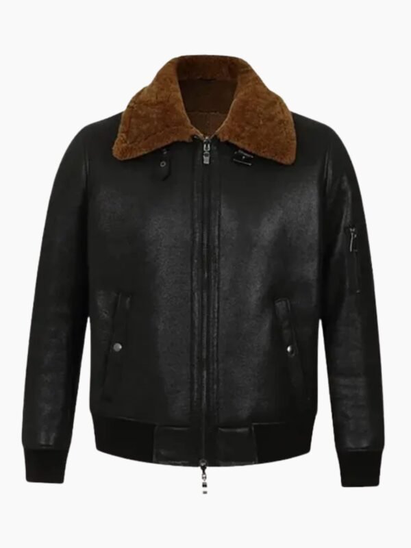 Men's Black Bomber Aviator Shearling Jacket
