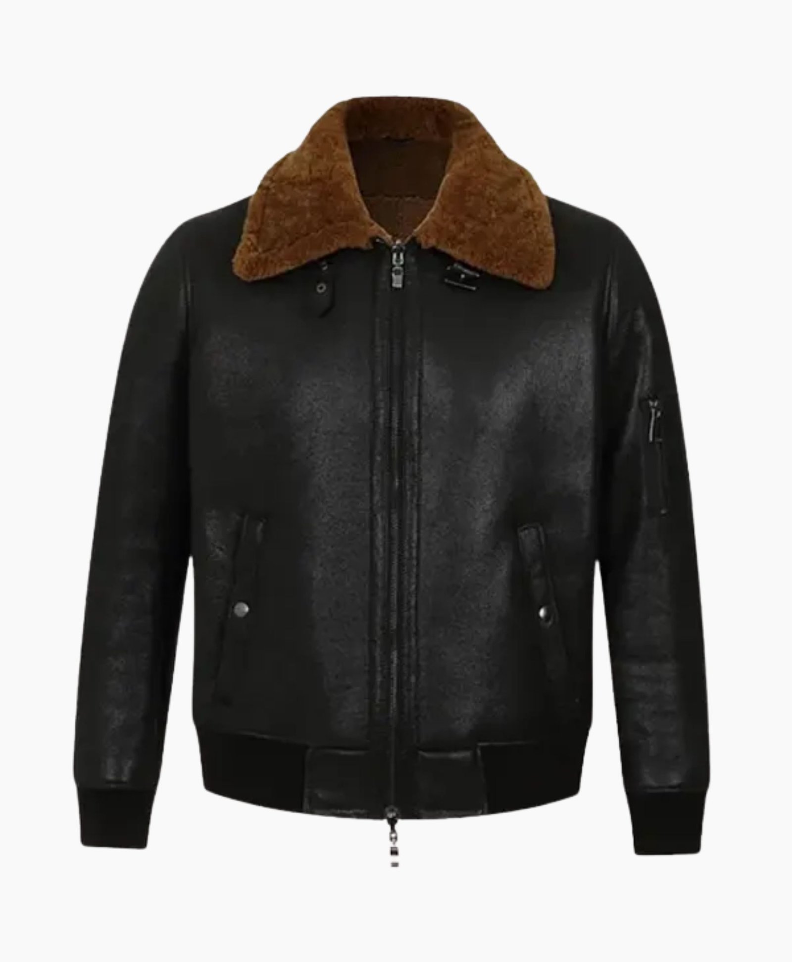 Men's Black Bomber Aviator Shearling Jacket Men's Black Bomber Aviator Shearling Jacket