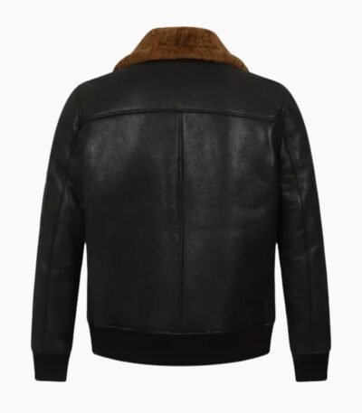 Men's Black Bomber Aviator Shearling Jacket