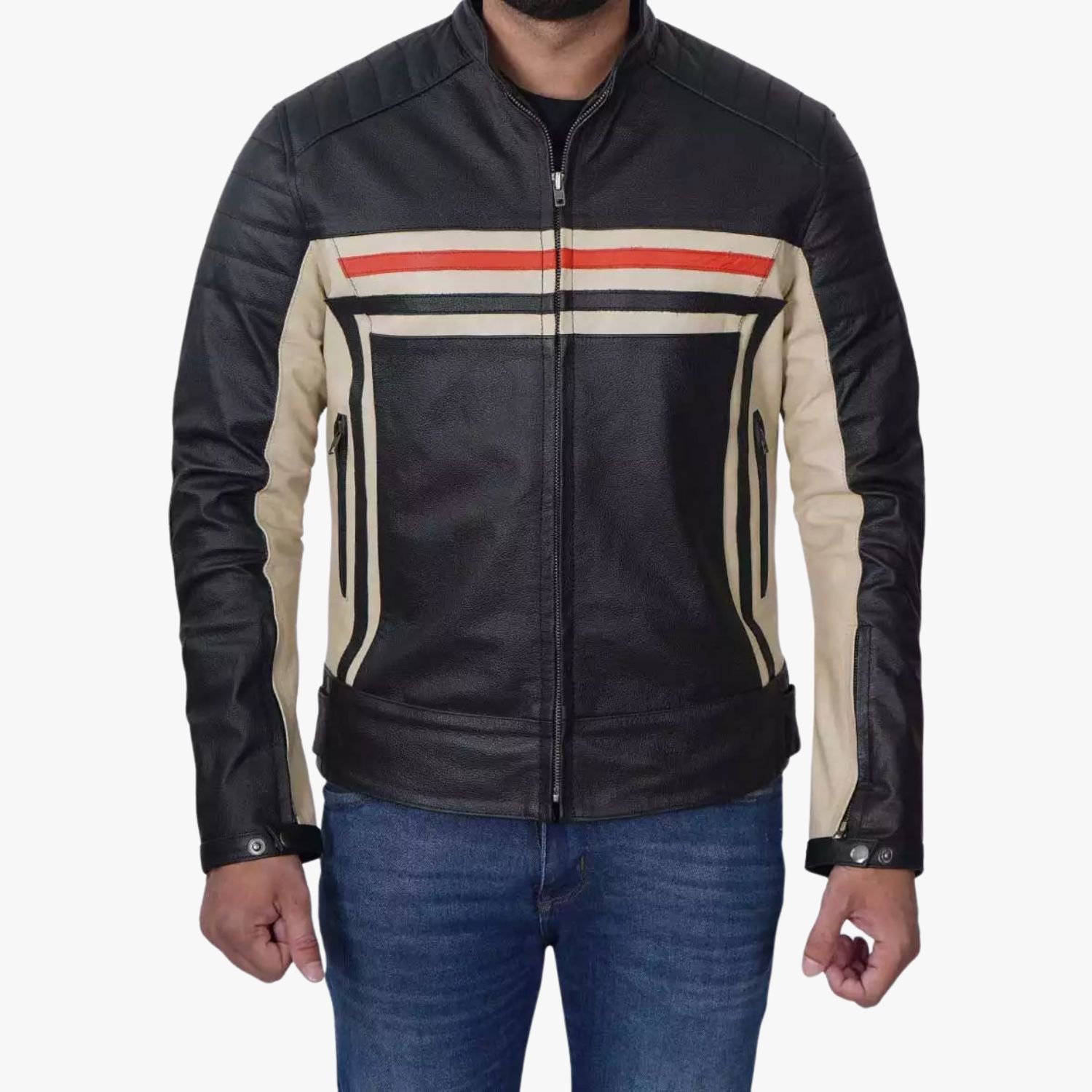 Mens Black Cafe Racer Style Leather Jacket Mens Black Cafe Racer Style Leather Jacket