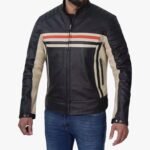 Mens Black Cafe Racer Style Leather Jacket