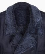 Men's Black Classic Faux Fur Style Leather Coat