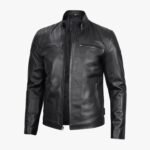 Men's Black Classic Style Motorcycle Leather Jacket