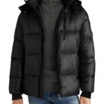 Mens Black Hooded Puffer Jacket
