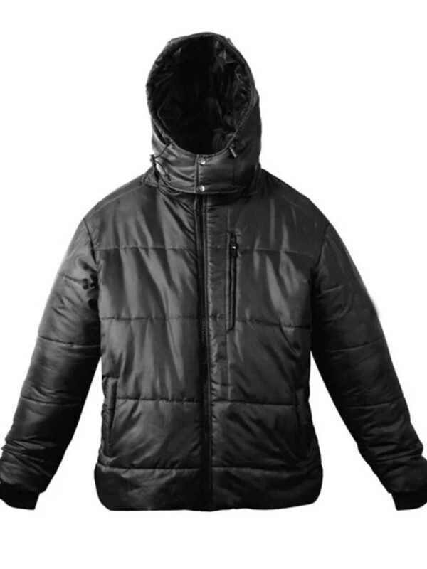 Mens Black Hooded Puffer Jacket