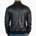 Mens Black Leather Bomber Jacket