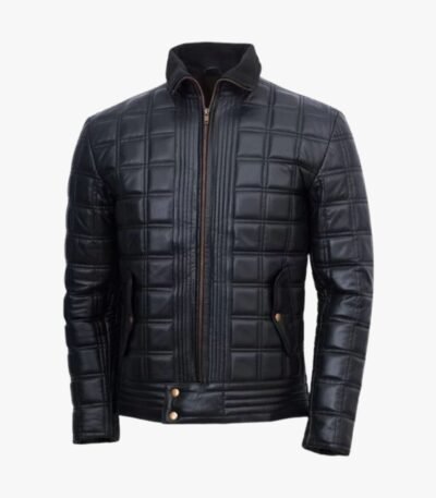 Men's Block Quilted Leather Jacket