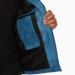 Men's Blue Lambskin Leather Cafe Racer Jacket