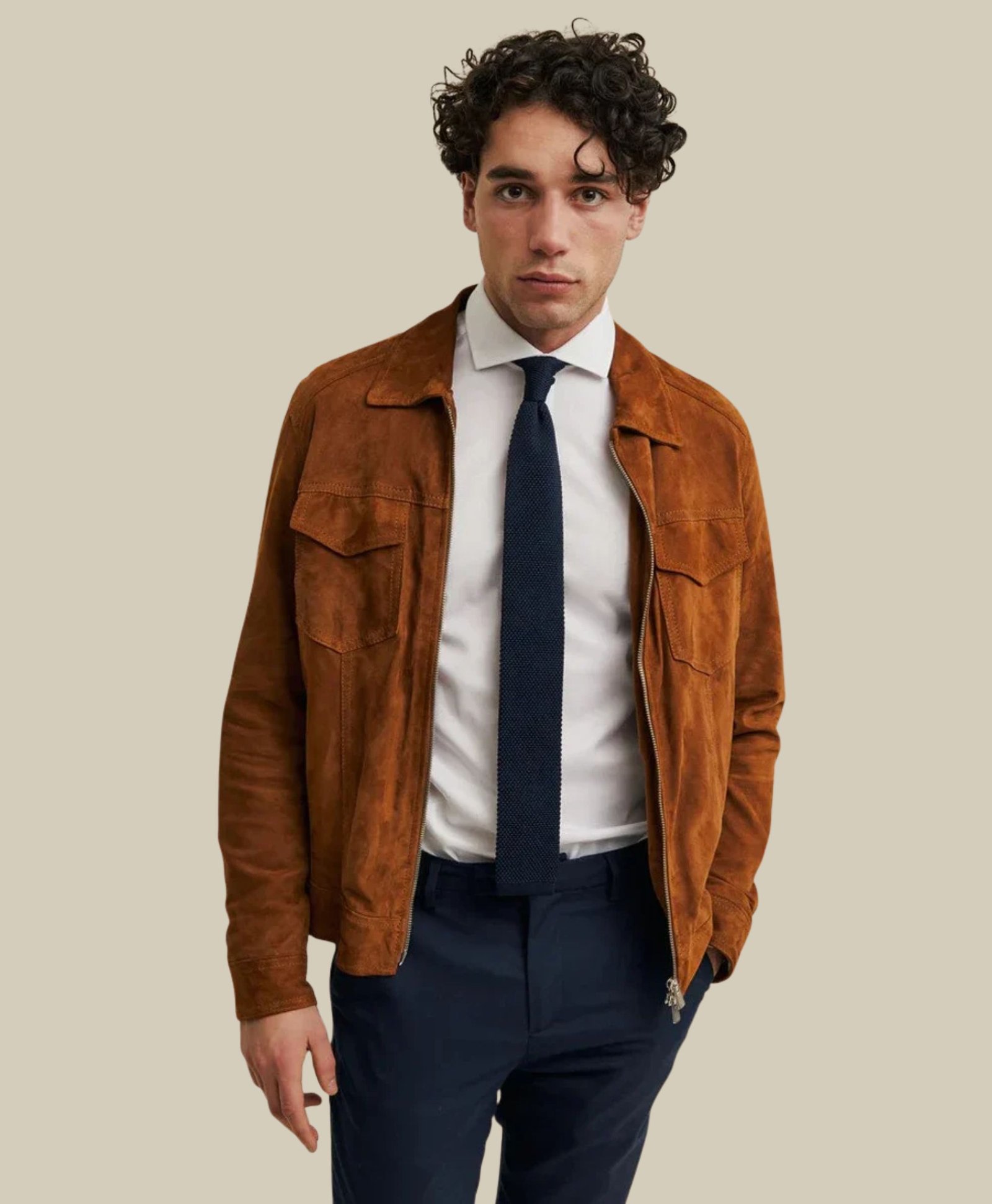 Men's Brown Genuine Suede Soft Leather Jacket Men's Brown Genuine Suede Soft Leather Jacket