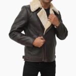 Mens Brown Shearling Stylish Leather Jacket