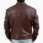 Mens Casual Bomber Style Brown Leather Jacket