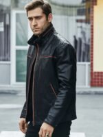 Men's Casual Vintage Style Black Leather Jacket