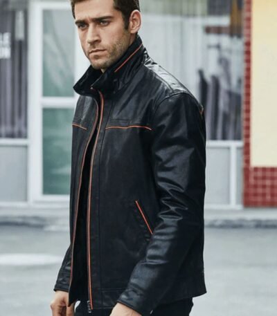 Men's Casual Vintage Style Black Leather Jacket