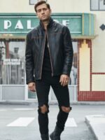 Men's Casual Vintage Style Black Leather Jacket