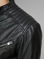 Men's Classic Bomber Style Black Leather Jacket