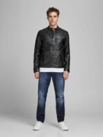 Men's Classic Bomber Style Black Leather Jacket
