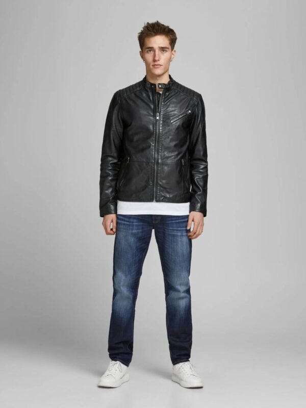 Men's Classic Bomber Style Black Leather Jacket