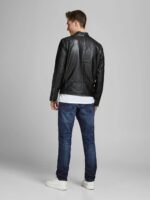 Men's Classic Bomber Style Black Leather Jacket