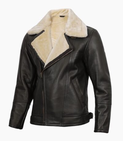 Men's Dark Brown Lambskin Leather Shearling Jacket