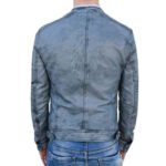 Mens Decant Biker Jacket in Leather with Padded