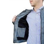 Mens Decant Biker Jacket in Leather with Padded