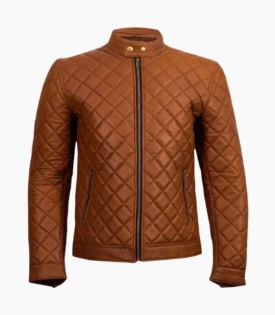 Mens Decant Slim Fit Quilted Biker Leather Jacket