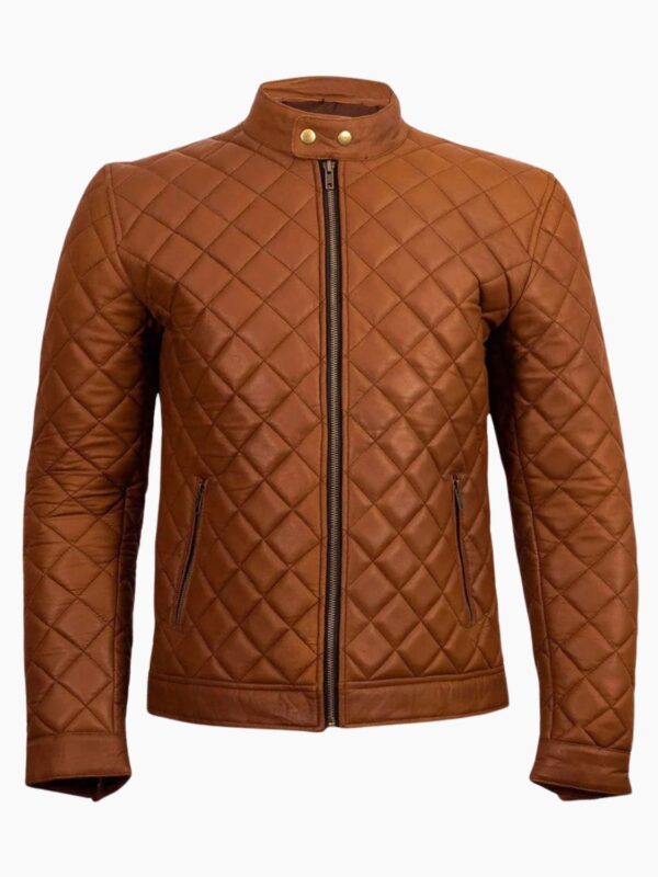 Mens Decant Slim Fit Quilted Biker Leather Jacket