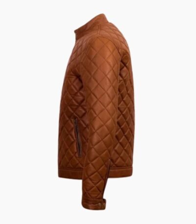 Mens Decant Slim Fit Quilted Biker Leather Jacket