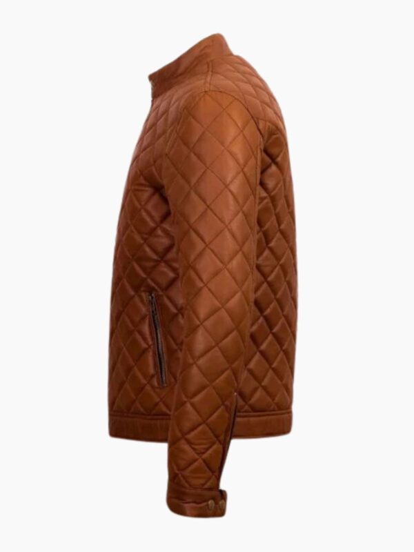 Mens Decant Slim Fit Quilted Biker Leather Jacket