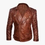 Men's Diamond Quilted Vintage Leather Biker Jacket