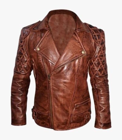 Men's Diamond Quilted Vintage Leather Biker Jacket