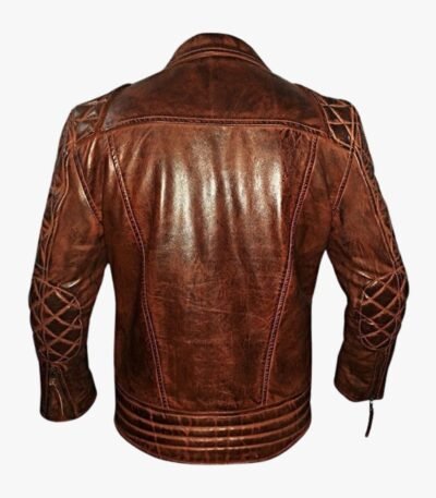 Men's Diamond Quilted Vintage Leather Biker Jacket
