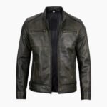 Men's Dodge Black Waxed Racer Leather Jacket