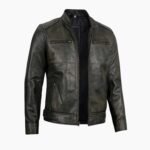 Men's Dodge Black Waxed Racer Leather Jacket