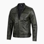 Men's Dodge Black Waxed Racer Leather Jacket