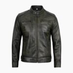 Men's Dodge Black Waxed Racer Leather Jacket