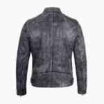 Men's Dodge Black and White Waxed Racer Leather Jacket