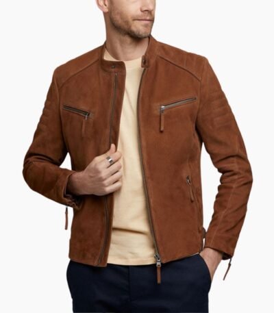 Mens Express Genuine Suede Biker Leather Jacket