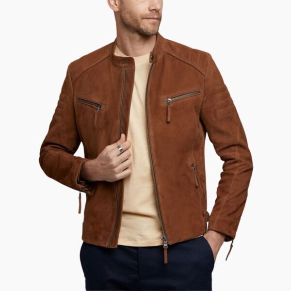 Mens Express Genuine Suede Biker Leather Jacket